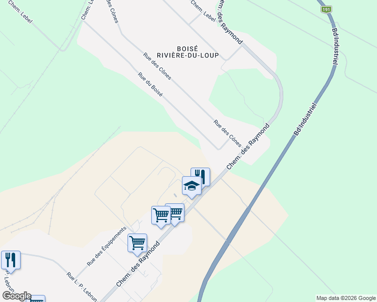 map of restaurants, bars, coffee shops, grocery stores, and more near 3 Rue Henry-Percival-Monsarrat in Riviã¨Re-Du-Loup
