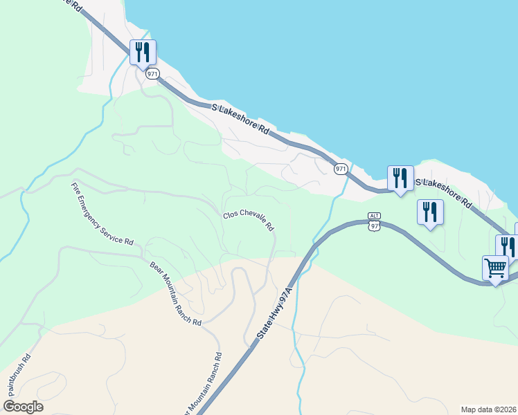 map of restaurants, bars, coffee shops, grocery stores, and more near 151 Clos Chevalle Road in Chelan