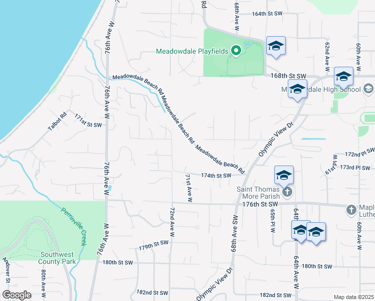 map of restaurants, bars, coffee shops, grocery stores, and more near 17215 72nd Avenue West in Edmonds