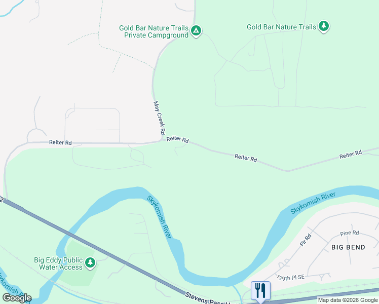 map of restaurants, bars, coffee shops, grocery stores, and more near 43424 Reiter Road in Gold Bar