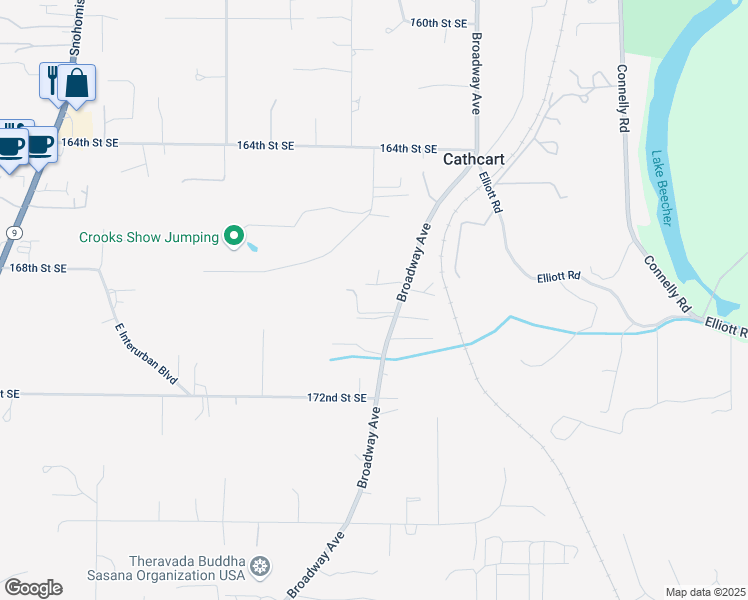 map of restaurants, bars, coffee shops, grocery stores, and more near 16816 Broadway Avenue in Snohomish