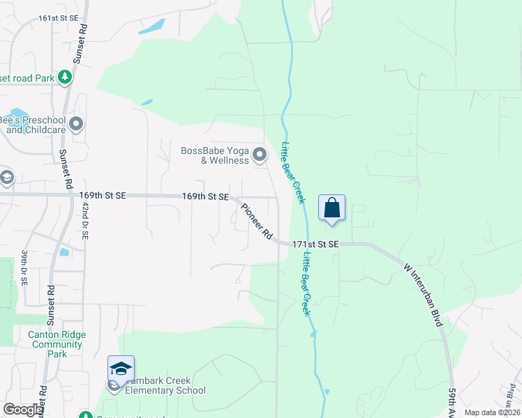map of restaurants, bars, coffee shops, grocery stores, and more near 5008 169th Street Southeast in Bothell