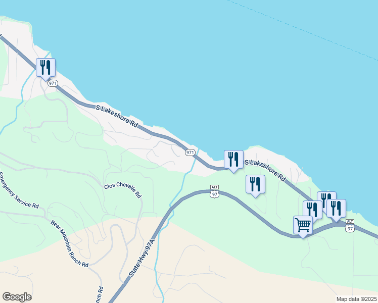 map of restaurants, bars, coffee shops, grocery stores, and more near 852 South Lakeshore Road in Chelan