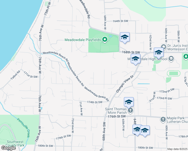 map of restaurants, bars, coffee shops, grocery stores, and more near 6880 172nd Street Southwest in Edmonds