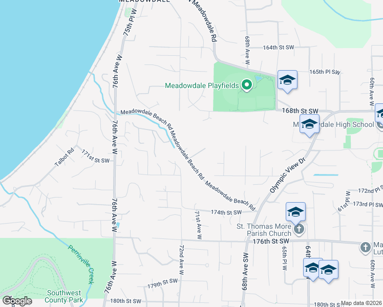 map of restaurants, bars, coffee shops, grocery stores, and more near 7035 Meadowdale Beach Road in Edmonds
