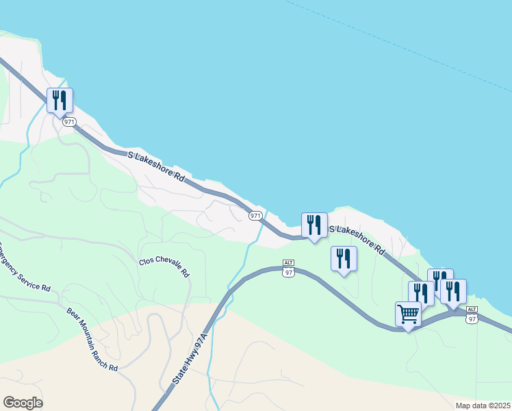 map of restaurants, bars, coffee shops, grocery stores, and more near 852 South Lakeshore Road in Chelan