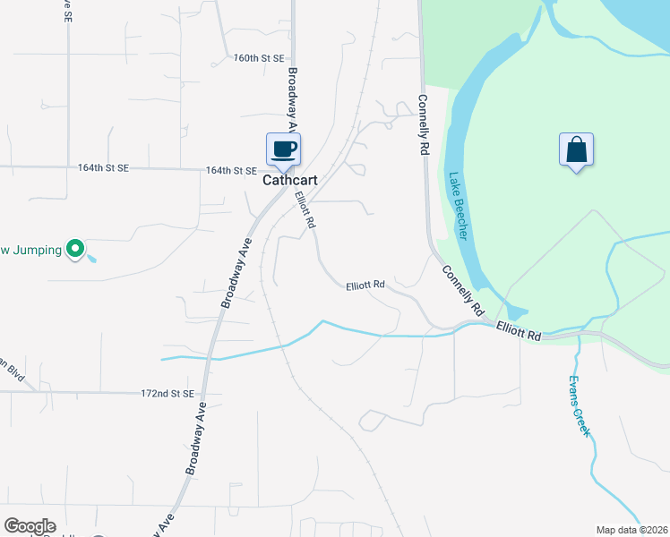 map of restaurants, bars, coffee shops, grocery stores, and more near 10101 Elliott Road in Snohomish