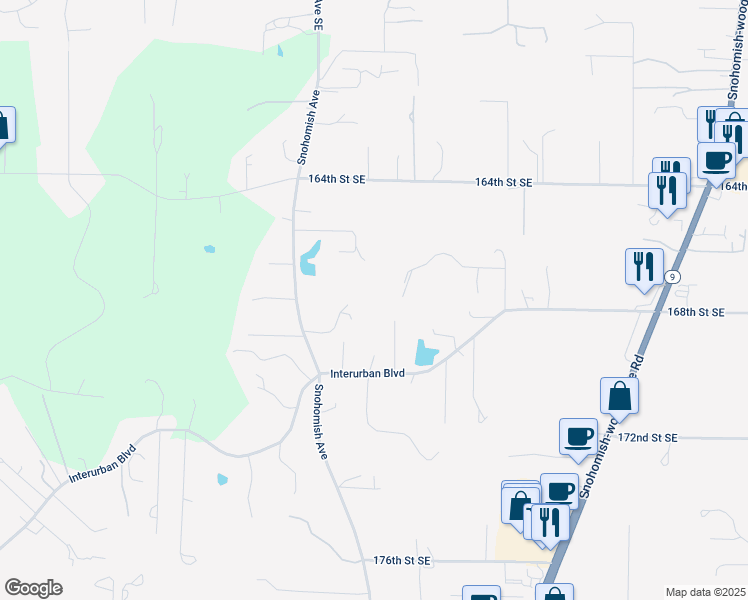 map of restaurants, bars, coffee shops, grocery stores, and more near 16811 Snohomish Avenue in Snohomish