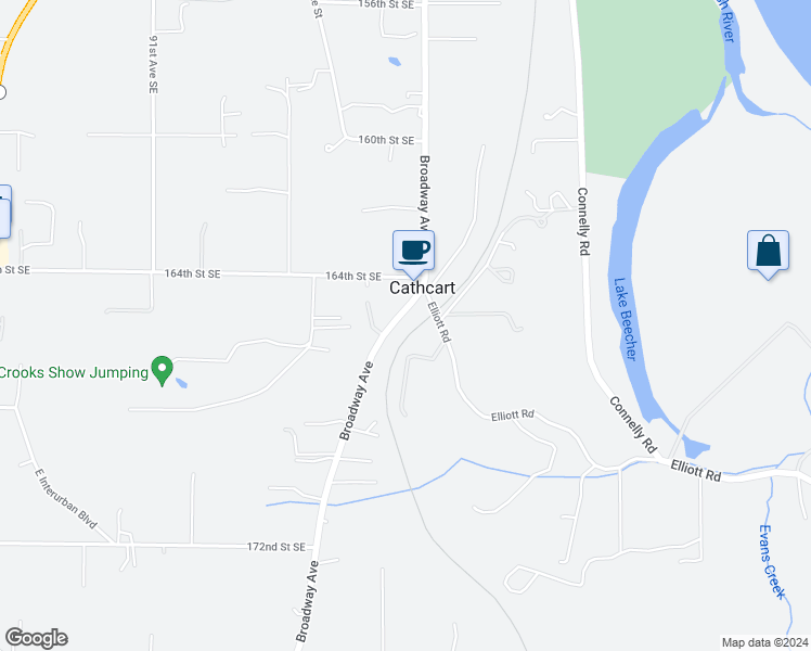 map of restaurants, bars, coffee shops, grocery stores, and more near 16513 Broadway Avenue in Snohomish
