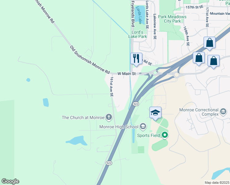 map of restaurants, bars, coffee shops, grocery stores, and more near 16601 161st Avenue Southeast in Snohomish