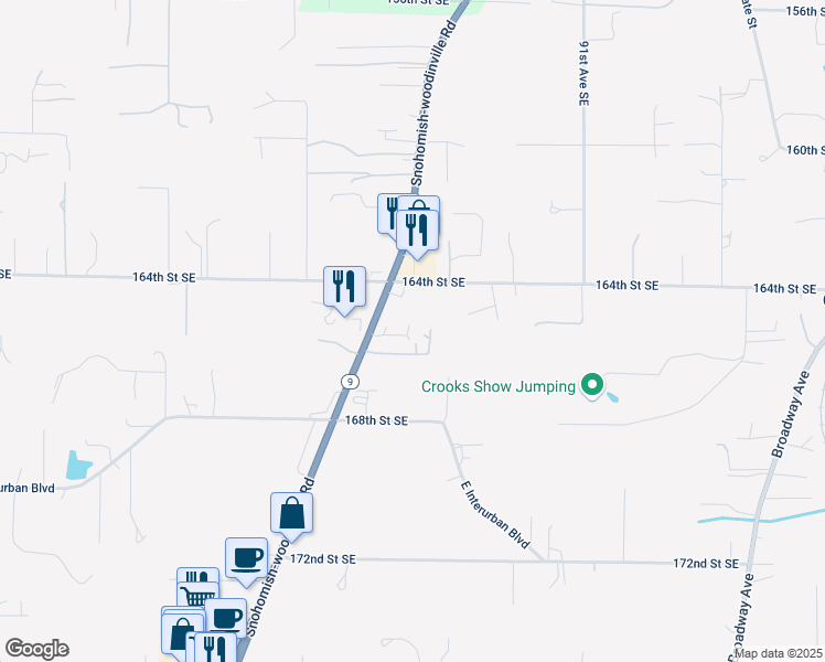 map of restaurants, bars, coffee shops, grocery stores, and more near 16515 Washington 9 in Snohomish