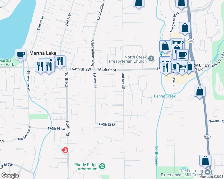 map of restaurants, bars, coffee shops, grocery stores, and more near 16624 3rd Avenue Southeast in Bothell