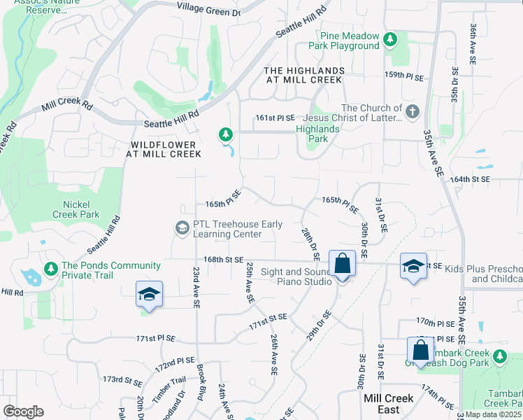 map of restaurants, bars, coffee shops, grocery stores, and more near 16521 26th Avenue Southeast in Bothell
