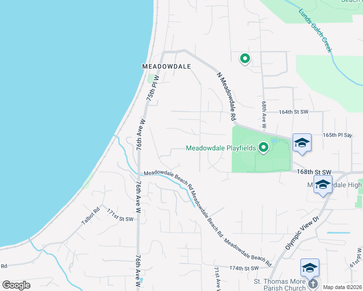 map of restaurants, bars, coffee shops, grocery stores, and more near 16618 72nd Avenue West in Edmonds