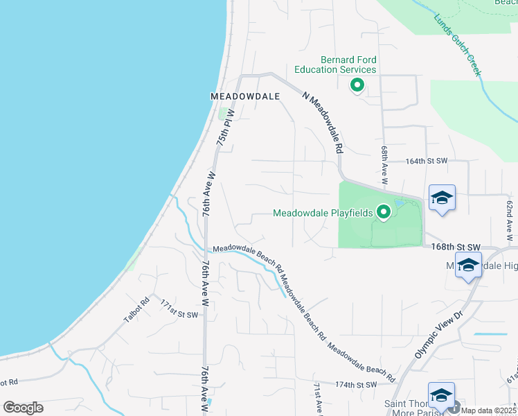 map of restaurants, bars, coffee shops, grocery stores, and more near 16618 72nd Avenue West in Edmonds