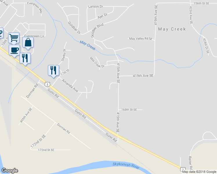 map of restaurants, bars, coffee shops, grocery stores, and more near 334 Woodhaven Court in Gold Bar