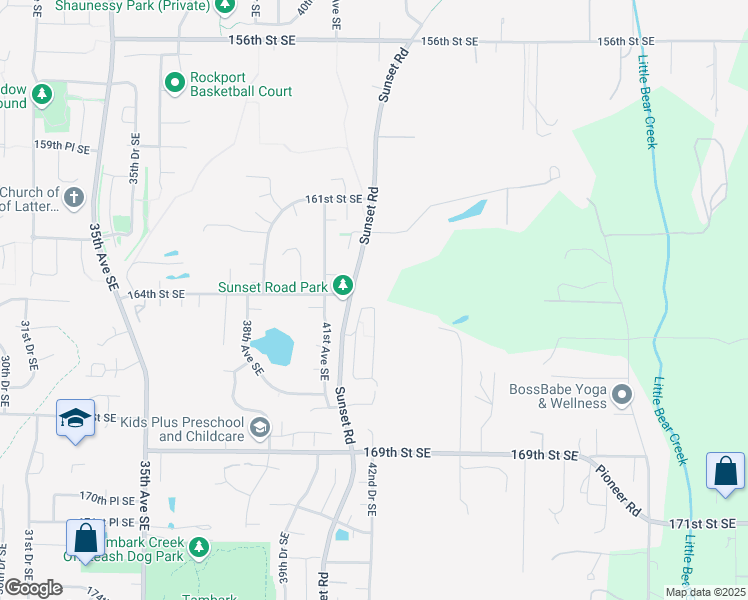 map of restaurants, bars, coffee shops, grocery stores, and more near 4217 164th Place Southeast in Bothell