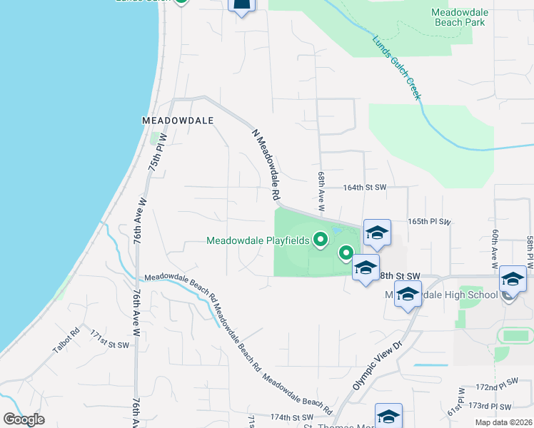 map of restaurants, bars, coffee shops, grocery stores, and more near 7010 165th Place Southwest in Edmonds