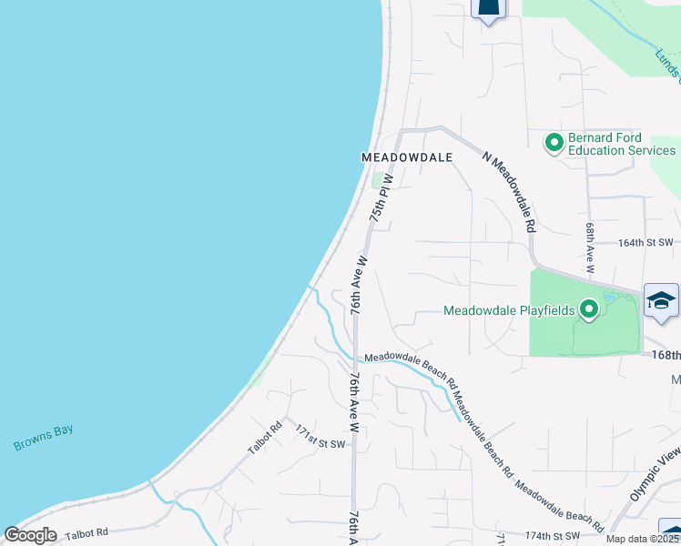 map of restaurants, bars, coffee shops, grocery stores, and more near 16608 76th Avenue West in Edmonds