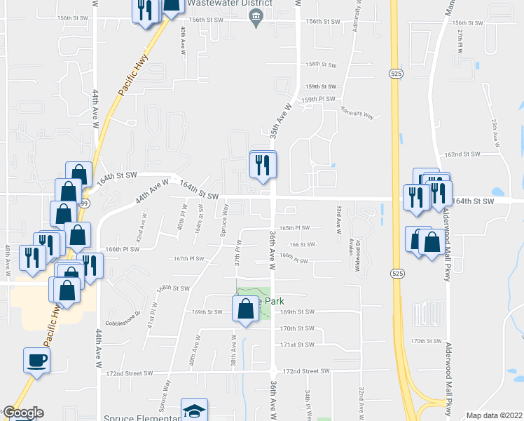 map of restaurants, bars, coffee shops, grocery stores, and more near NE 114th Ln in King