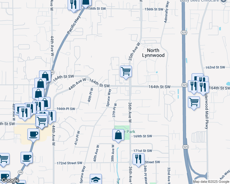 map of restaurants, bars, coffee shops, grocery stores, and more near in Picnic Point-North Lynnwood