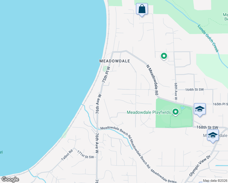map of restaurants, bars, coffee shops, grocery stores, and more near 7404 164th Street Southwest in Edmonds
