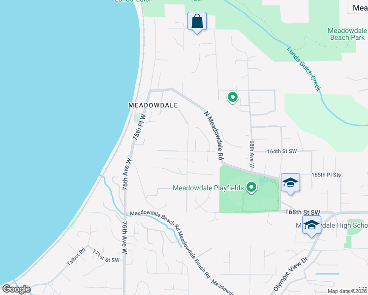 map of restaurants, bars, coffee shops, grocery stores, and more near 7213 164th Place Southwest in Edmonds