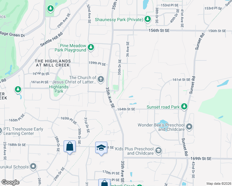 map of restaurants, bars, coffee shops, grocery stores, and more near 16228 35th Park Southeast in Snohomish