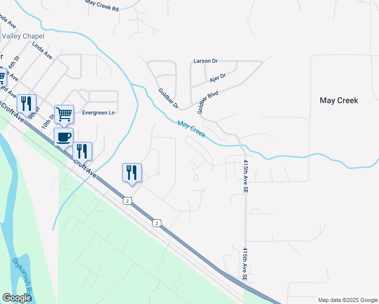map of restaurants, bars, coffee shops, grocery stores, and more near 41122 May Creek Dr in Gold Bar