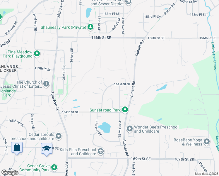 map of restaurants, bars, coffee shops, grocery stores, and more near 16107 39th Avenue Southeast in Bothell