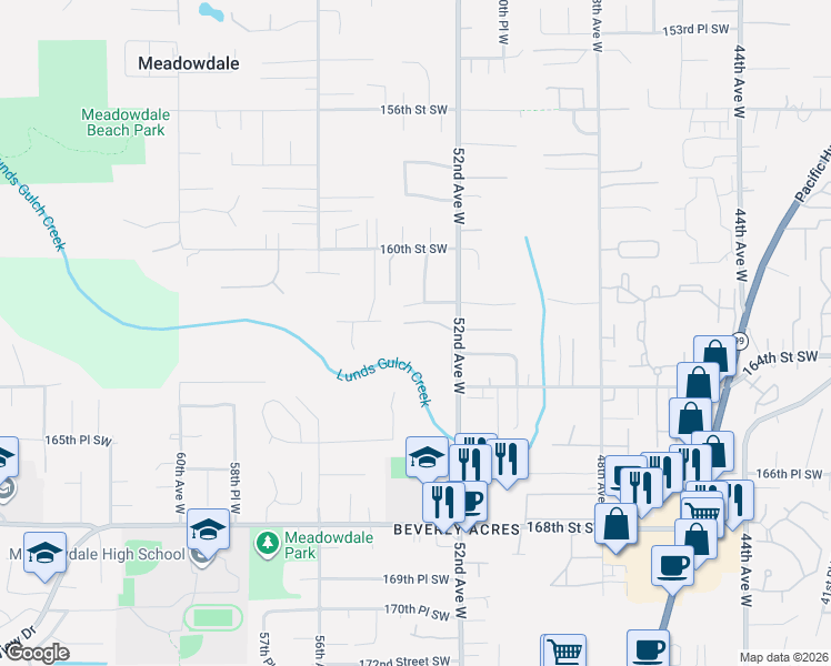 map of restaurants, bars, coffee shops, grocery stores, and more near 5314 162nd Place Southwest in Edmonds