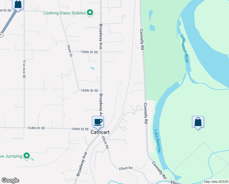 map of restaurants, bars, coffee shops, grocery stores, and more near 16004 Market Street in Snohomish