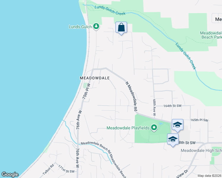 map of restaurants, bars, coffee shops, grocery stores, and more near 16236 72nd Avenue West in Edmonds