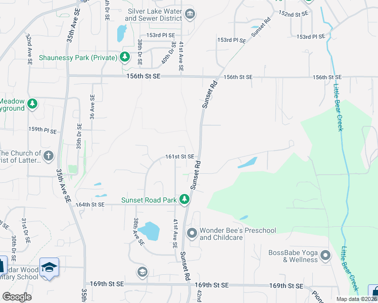 map of restaurants, bars, coffee shops, grocery stores, and more near 16025 41st Avenue Southeast in Bothell
