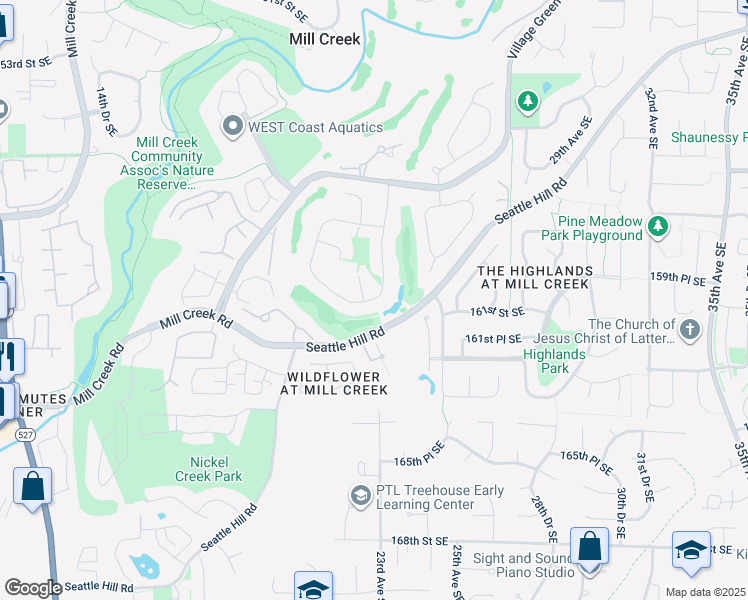 map of restaurants, bars, coffee shops, grocery stores, and more near 160th Place Southeast in Snohomish County