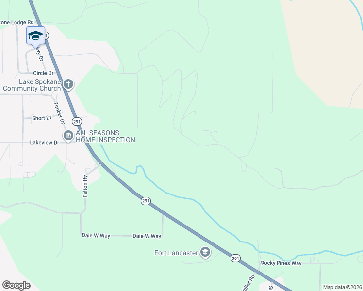 map of restaurants, bars, coffee shops, grocery stores, and more near 6527 Pine Ridge Way in Nine Mile Falls