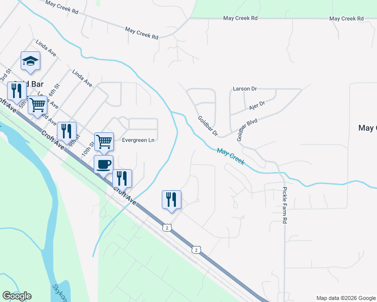 map of restaurants, bars, coffee shops, grocery stores, and more near 321 Shelby Street in Gold Bar