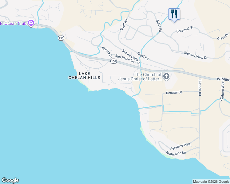 map of restaurants, bars, coffee shops, grocery stores, and more near 233 Key Lane in Chelan