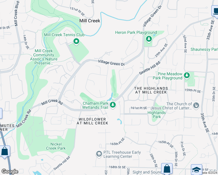 map of restaurants, bars, coffee shops, grocery stores, and more near 15905 23rd Lane Southeast in Mill Creek