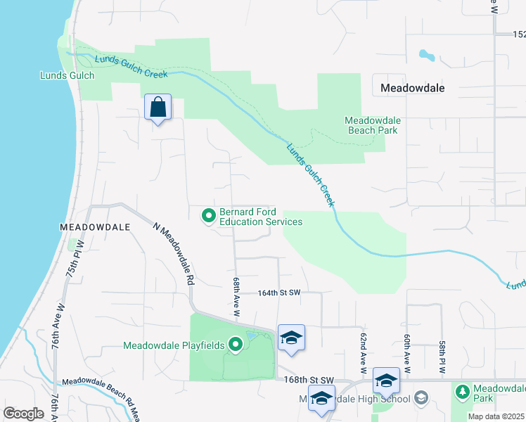 map of restaurants, bars, coffee shops, grocery stores, and more near 6702 160th Place Southwest in Edmonds