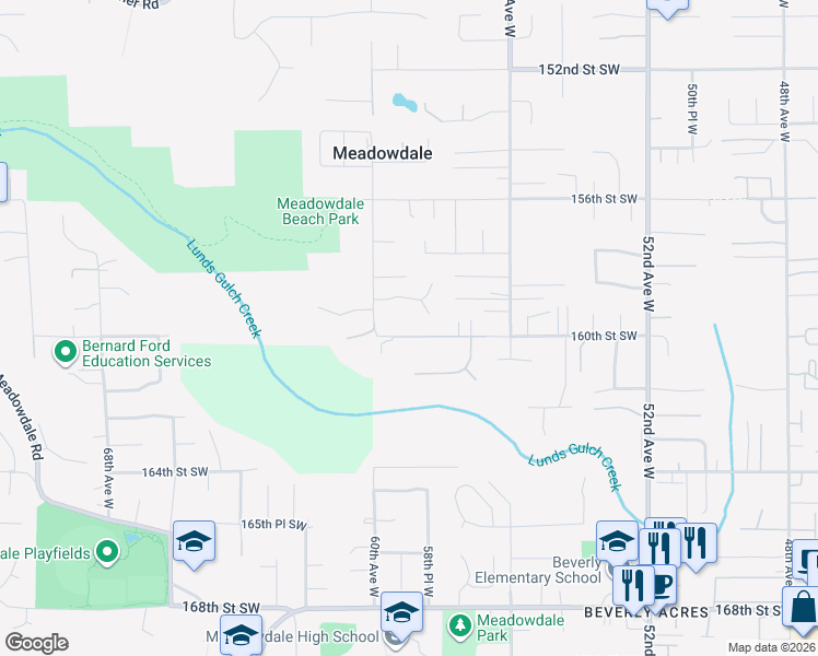 map of restaurants, bars, coffee shops, grocery stores, and more near 15921 60th Avenue West in Edmonds