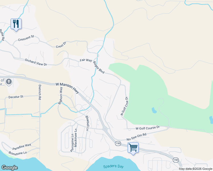 map of restaurants, bars, coffee shops, grocery stores, and more near 116 Hillcrest Place in Chelan