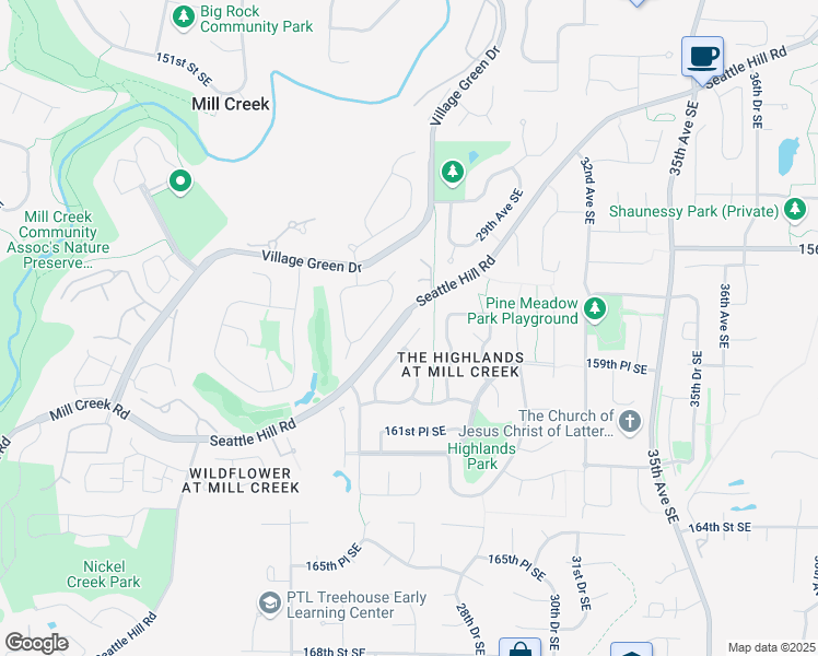 map of restaurants, bars, coffee shops, grocery stores, and more near 15816 26th Avenue Southeast in Mill Creek