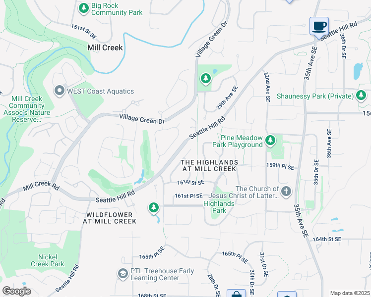 map of restaurants, bars, coffee shops, grocery stores, and more near 15816 26th Avenue Southeast in Mill Creek