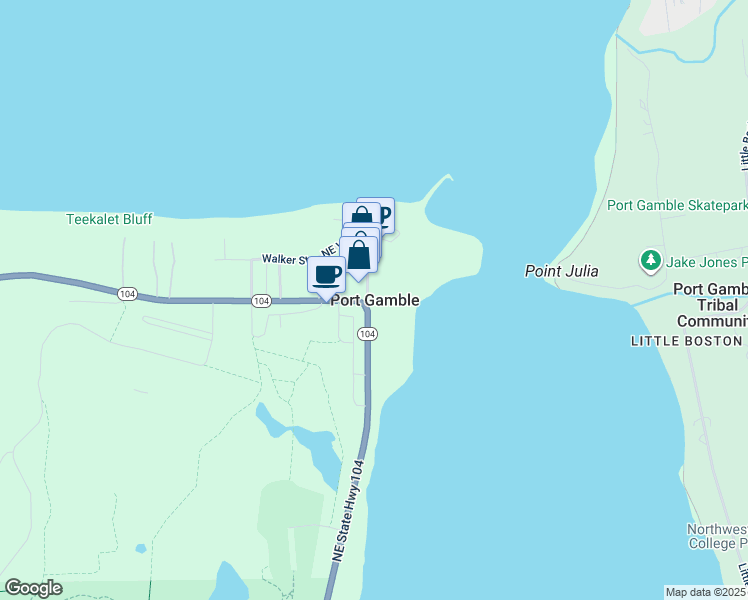 map of restaurants, bars, coffee shops, grocery stores, and more near in Port Gamble