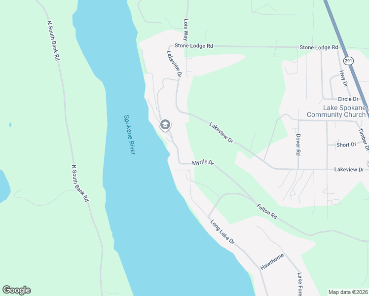 map of restaurants, bars, coffee shops, grocery stores, and more near 6512 Myrtle Drive in Nine Mile Falls