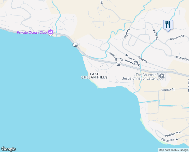 map of restaurants, bars, coffee shops, grocery stores, and more near 4 Lake Chelan Shores Drive in Chelan