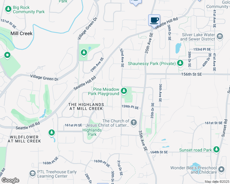 map of restaurants, bars, coffee shops, grocery stores, and more near 15809 30th Drive Southeast in Mill Creek