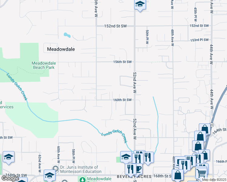 map of restaurants, bars, coffee shops, grocery stores, and more near 15905 54th Place West in Edmonds