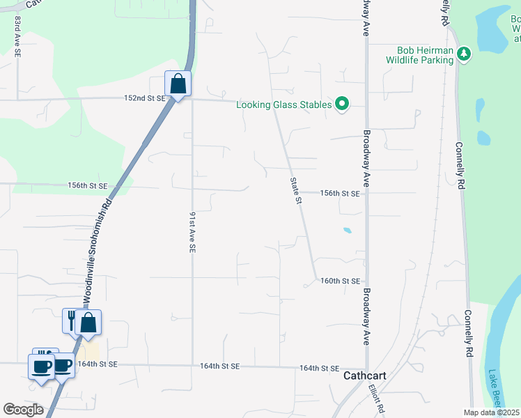 map of restaurants, bars, coffee shops, grocery stores, and more near 9304 156th Street Southeast in Snohomish